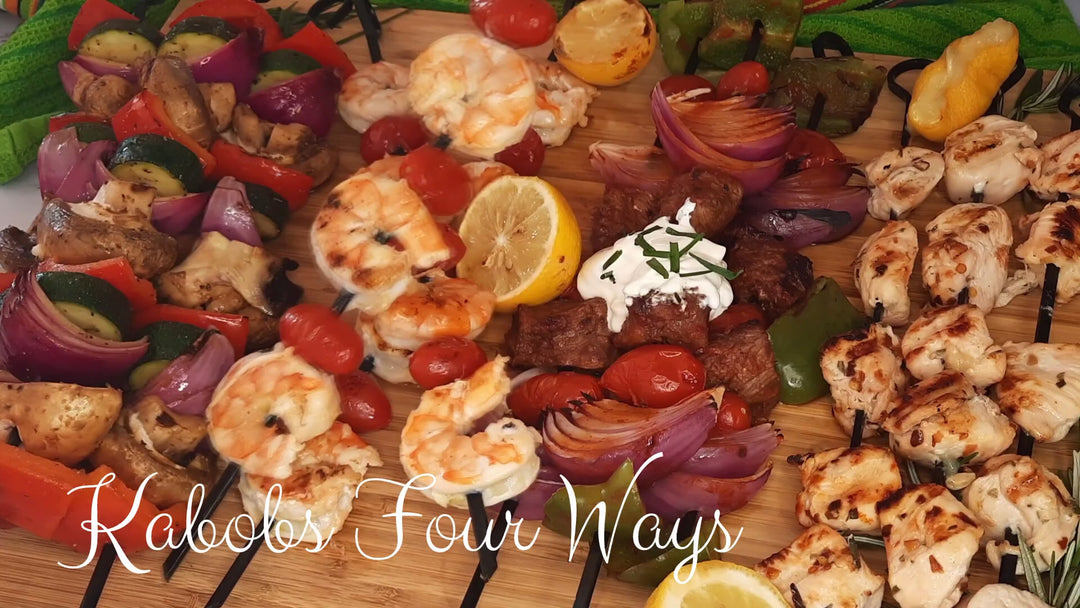 4 Kabobs: Shrimp, Chicken, Beef, & Veggie