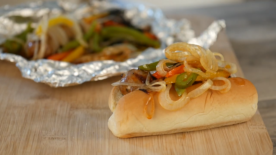 Foil Packet Sausage, Peppers, and Onions