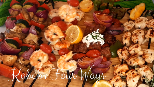 4 Kabobs: Shrimp, Chicken, Beef, & Veggie