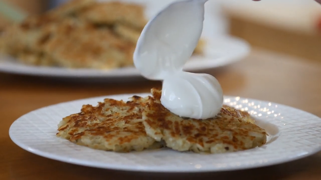 Potato Latkes with Sour Cream
