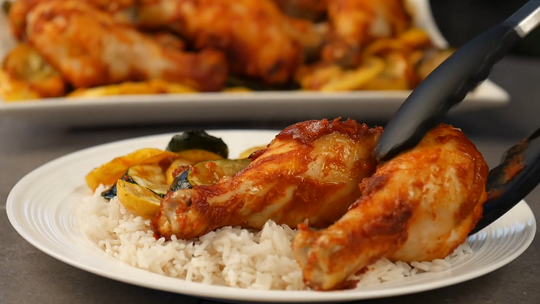 Spicy Chicken Drumsticks and Squash