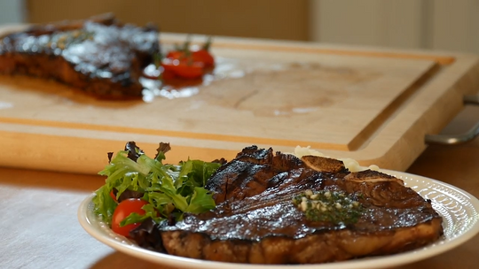 T-Bone Steaks with Herb Butter