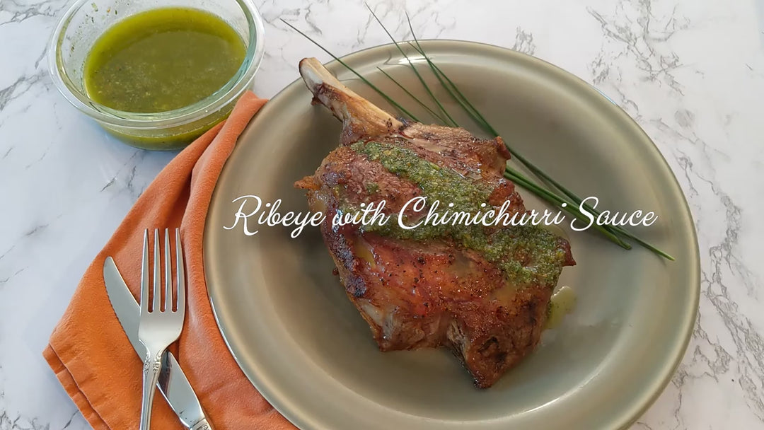 Cowboy Ribeye with Chimichurri Sauce