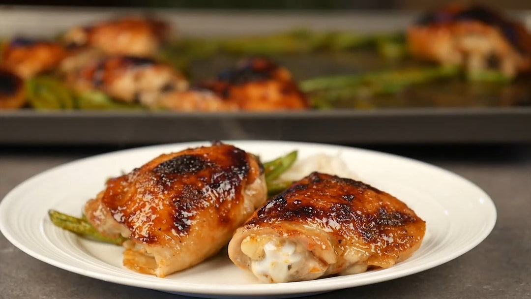 Orange Chicken Thighs with Garlicky Green Beans