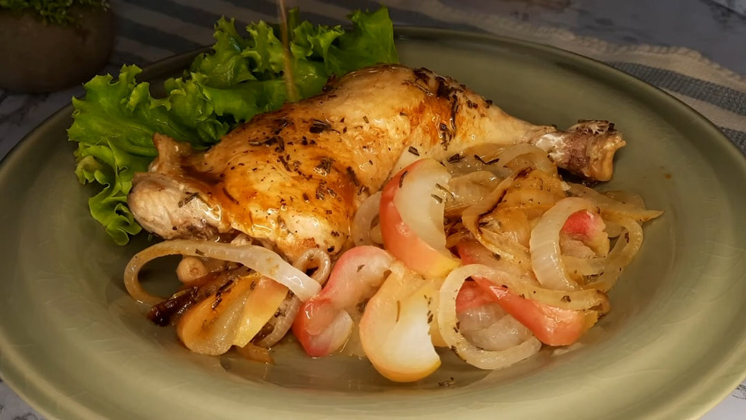 Sauteed Chicken Leg Quarters with Apples & Onions