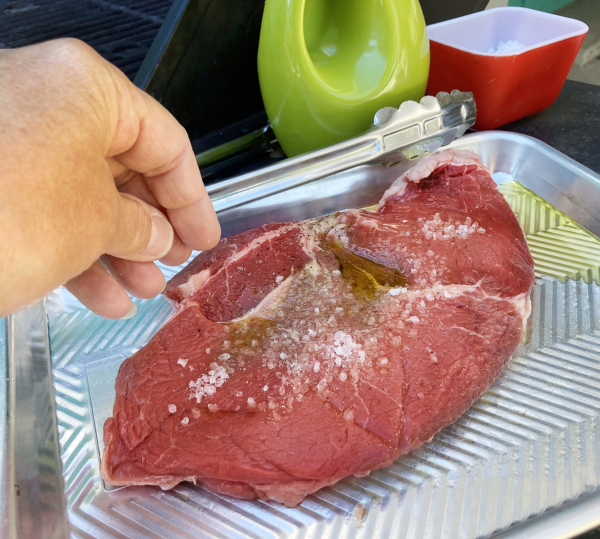 Raw Beef Sirloin Seasoning in Pan 8520