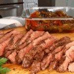 Grilled Sirloin with Pepper and Caper Salsa GIF