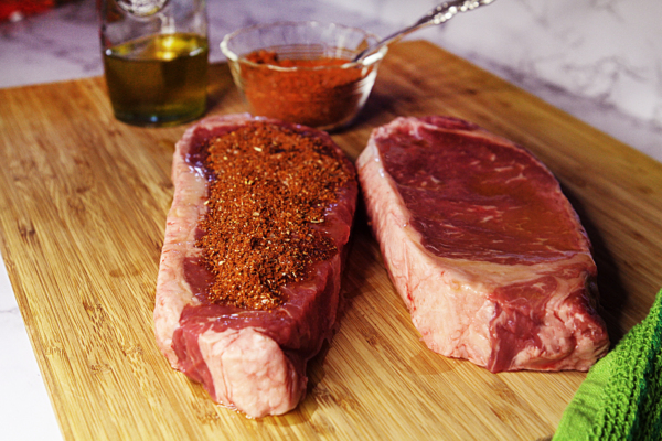 Raw Beef Steak New York Strip Seasoned 4713